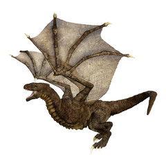 3D Rendering Fantasy Dragon on White