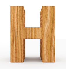 letter H 3d wooden isolated on white