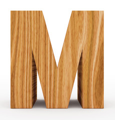 letter M 3d wooden isolated on white