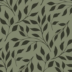 Leaves Seamless Pattern of botany plant texture on green background
