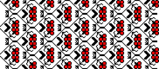 Traditional Romanian folk art knitted embroidery pattern