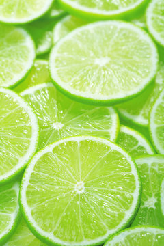 close up of lime slices background 