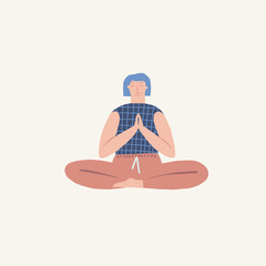 Women doing yoga breathing exercise illustration in vector.