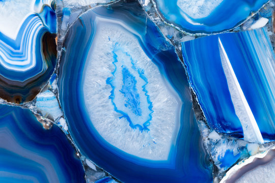 Amazing agat texture with contrast surface in blue tone.