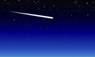 Obraz premium comet in the night starry blue sky