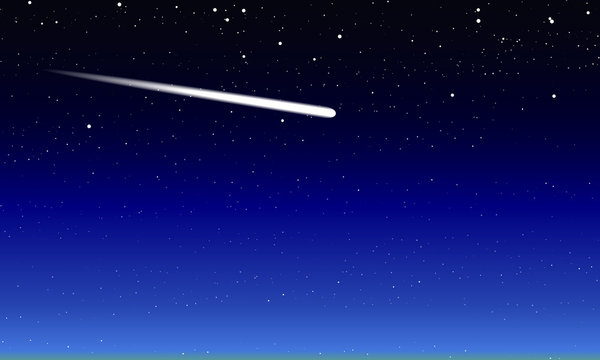 comet in the night starry blue sky