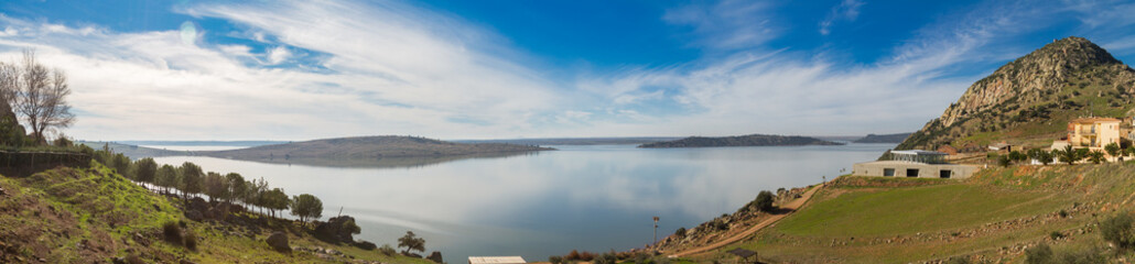 Top view of the swamp of the city of Alange, Extremadura. Spain