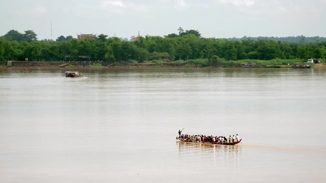 rowers training on the Mekong river