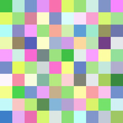 Colorful square mosaic seamless pattern, vector geometric background.
