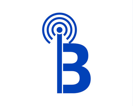 Letterform B Logo Design With A Wifi Sign