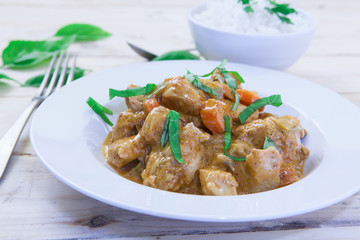 chicken curry on bowl