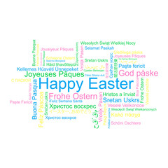 Happy Easter in different languages, word tag cloud, vector