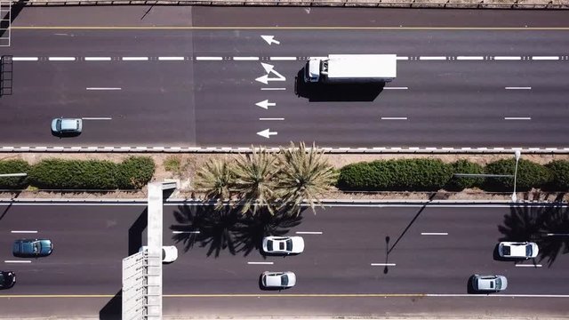 Traffic on a vast highway - Aerial footage along to highway