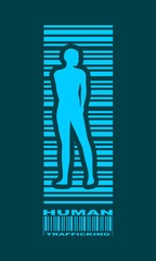 Bar code woman silhouette. Human trafficking text