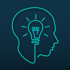 Head creating a new idea, imagination and success, icon vector