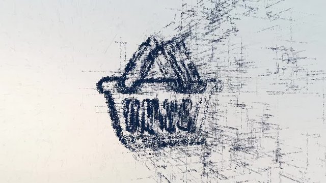 Shopping logo, a design consisting of a code of numbers and a symbol. Abstract shop icon in computer cyber network on a light background