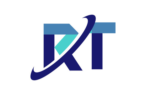 RT Ellipse Swoosh Ribbon Letter Logo
