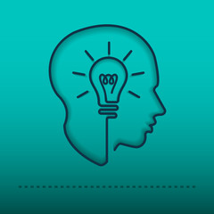 Head creating a new idea, imagination and success, icon vector