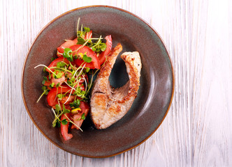 Common carp steak, fried