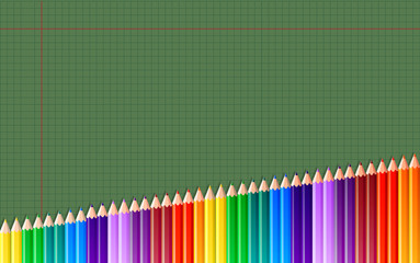 Template for card or invitations with colored pencils. Back to school , vector