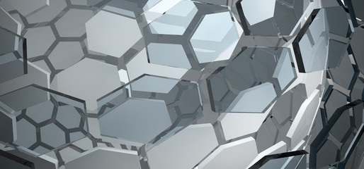 3D Rendering Of Abstract Glass Hexagon Background