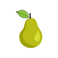 Cute Cartoon Vector Pear Fruit Illustration