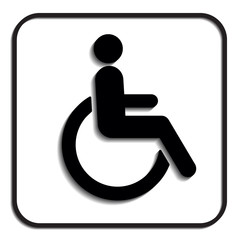 Disabled wheelchair icon, isolated on white. Disable symbol logo, vector