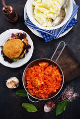 fried cabbage and mashed potato