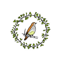 Hand drawn bird emblem