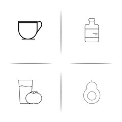 Food And Drink simple linear icon set.Simple outline icons