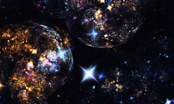 Abstract galaxy, beautiful fractal, nebula and stars