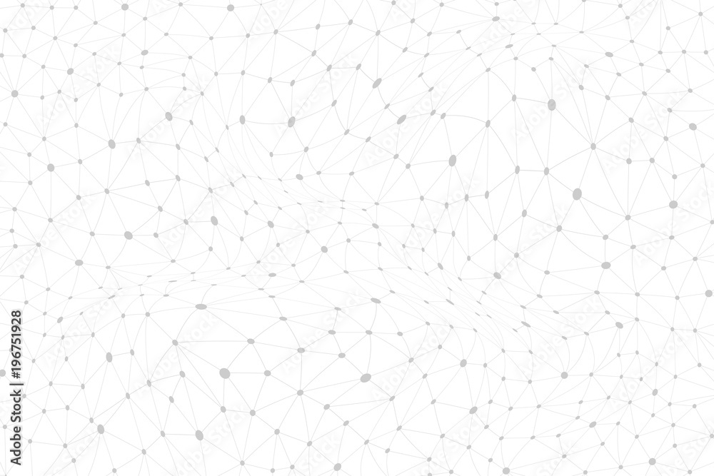 Poster Geometric pattern with connected lines, dots, points, nodes. Graphics array background. Modern stylish polygonal backdrop communication compounds for your design. Lines plexus. Vector illustration.