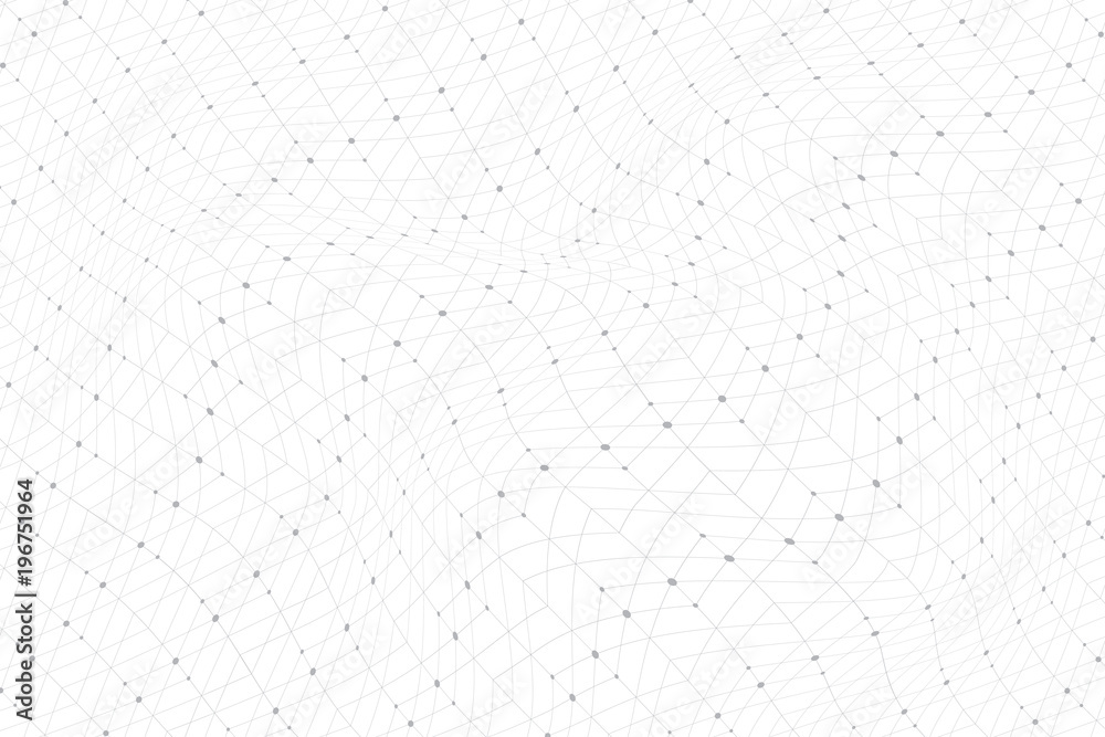 Poster Geometric pattern with connected lines, dots, points, nodes. Graphics array background. Modern stylish polygonal backdrop communication compounds for your design. Lines plexus. Vector illustration.