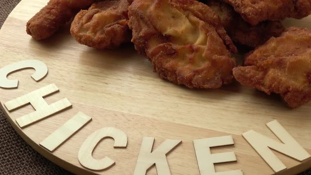 Fresh fried chicken. Fried chicken. Chicken inscription 