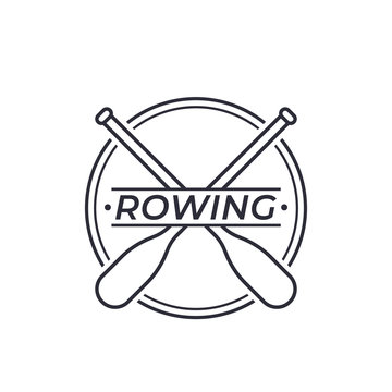 Rowing vector logo with oars