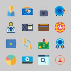 Icons about Commerce with networking, user, money, wallet, target and padlock