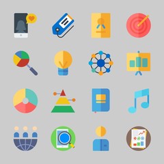 Icons about Business with smartphone, presentation, stats, certificate, idea and note
