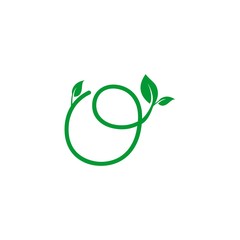 concept logo leaf letter O, natural green leaf symbol, initials O icon design