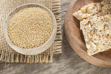 Grains and amaranth bar (Amaranthus)