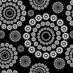 Black and white flora circle pattern