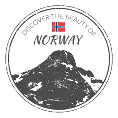 Grunge button ("Discover the beauty of norway")