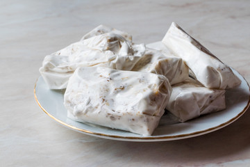 Turkish Helva Sakiz Helvasi / Gum Halva with Walnut.
