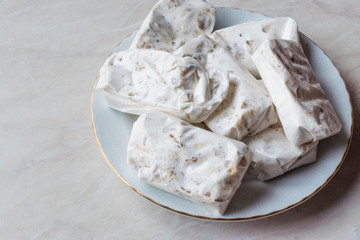 Turkish Helva Sakiz Helvasi / Gum Halva with Walnut.