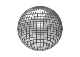 3d rendering. A Disco Sphere isolated on white background with clipping path.