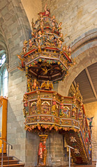 Ornate pulpit in church