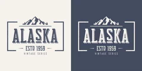 Fotobehang Alaska state textured vintage vector t-shirt and apparel design, © rikkyal