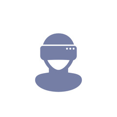 VR headset, man in virtual reality glasses vector icon