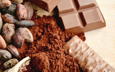 Chocolate with Cocoa beans and powder