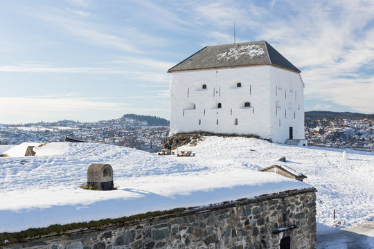 Schloss Kristiansten In Trondheim Im Winter