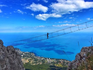 Bridge between the rocks at an altitude of 1234 meters, Crimea